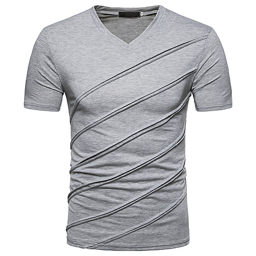 

Men's Tee T shirt Shirt Graphic Solid Colored Short Sleeve Daily Slim Tops Basic Streetwear V Neck White Black Light gray / Spring / Summer