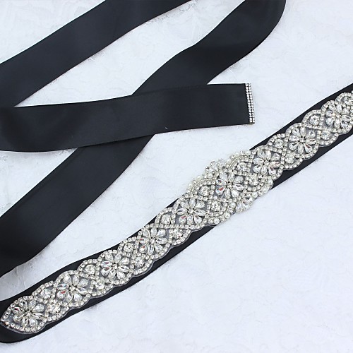

Satin / Tulle Wedding / Special Occasion Sash With Imitation Pearl / Crystals / Rhinestones Women's Sashes