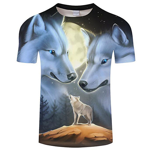

Men's T shirt Graphic Animal Plus Size Print Short Sleeve Daily Tops Black