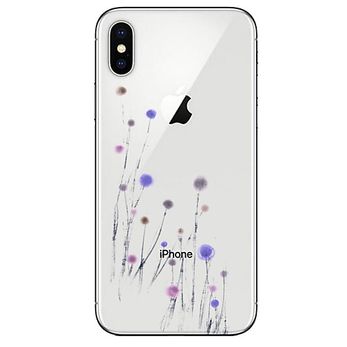 

Case For Apple iPhone X / iPhone 8 Plus / iPhone 8 Transparent / Pattern Back Cover Dandelion / Flower Soft TPU