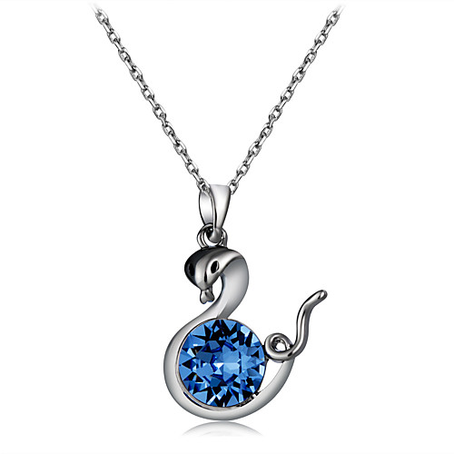 

Women's Crystal Pendant Necklace Snake Animal Ladies Crystal Silver Plated Dark Blue Necklace Jewelry One-piece Suit For Daily Evening Party