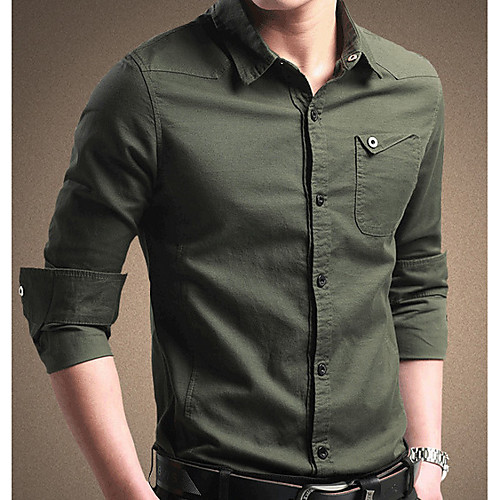 

Men's Shirt Solid Colored Long Sleeve Daily Tops Military Blushing Pink Army Green Khaki