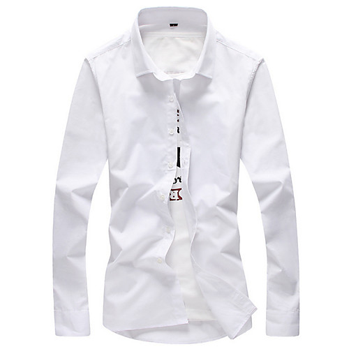 

Men's Shirt Solid Colored Long Sleeve Daily Tops White Black Blue