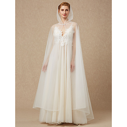 

Sleeveless Capes Tulle Wedding / Party / Evening Women's Wrap With Rhinestone / Buckle / Cap