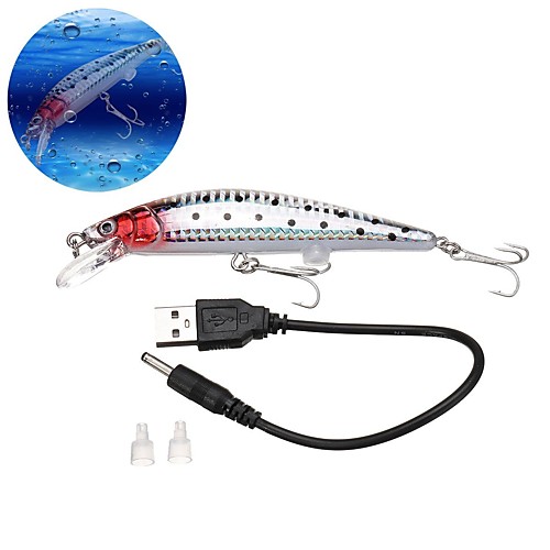 

1 Pcs Fishing Lures Fishing Tools Hard Bait G Ounce 12 5 Mm 4 3 4 Inch Abs General Fishing Rechargeable Cases With Led Light