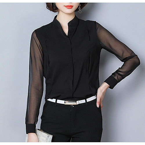 

Women's Blouse Long Sleeve Daily Tops Basic Streetwear Black
