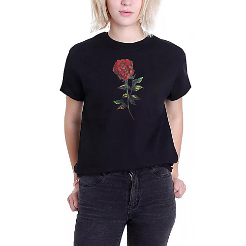 

Women's T shirt Floral Short Sleeve Daily Tops Cotton Active White Black