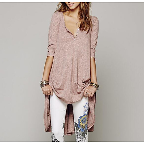 

Women's Loose Short Mini Dress Gray White 3/4 Length Sleeve Solid Colored Summer Round Neck Basic S M L XL / Cotton / Cotton