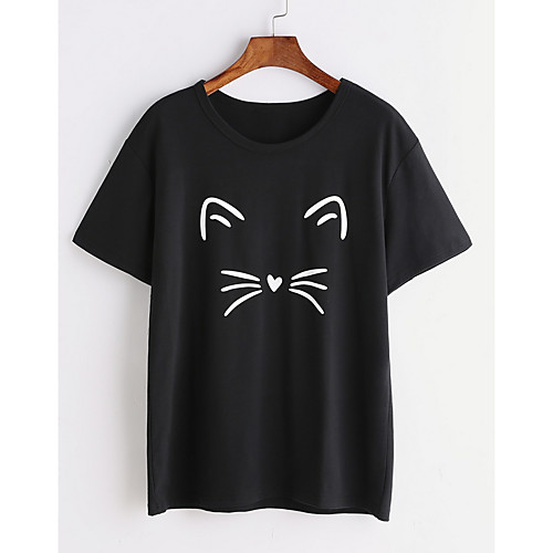 

Women's T shirt Animal Short Sleeve Daily Tops Streetwear White Black Yellow