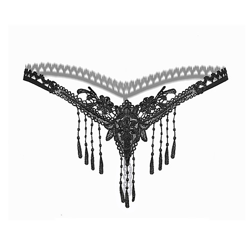 

Women's Normal Tassel Fringe Embroidered G-strings & Thongs Panties High Elasticity Low Rise Sexy 1box White One-Size