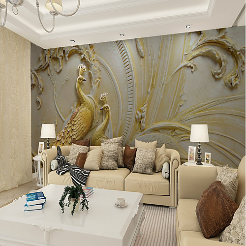 

Mural Wallpaper Wall Sticker Covering Print Adhesive Required 3D Effect Relief Peacock Bird Canvas Home Décor