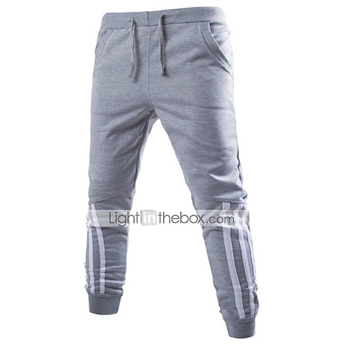 

Men's Cotton Daily Sports Sweatpants Pants Striped Full Length Print Basic Black Navy Blue Gray