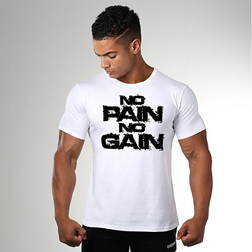 

Men's T shirt Letter Short Sleeve Daily Tops Streetwear White Black Gray