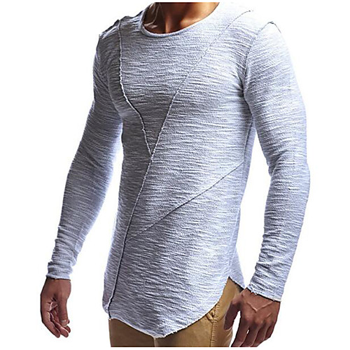 

Men's T shirt Solid Colored Long Sleeve Daily Tops Cotton Basic Streetwear White Black