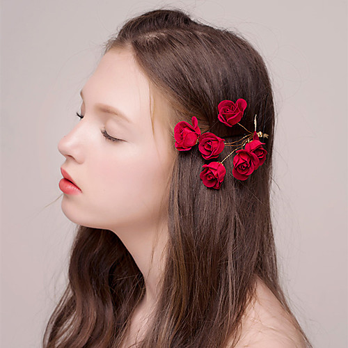 

Flannel Hair Clip with Floral 1pc Wedding / Party / Evening Headpiece