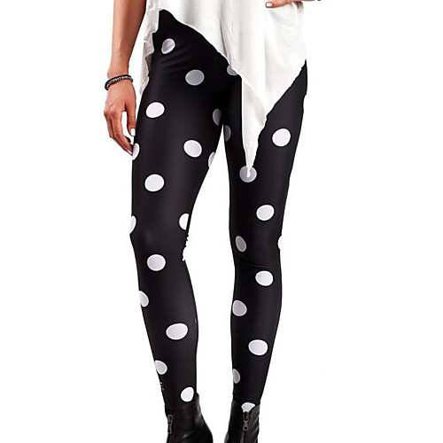 

Women's Basic Legging Polka Dot Basic Mid Waist Black S M L / Slim