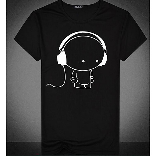 

Men's T shirt Graphic Print Short Sleeve Daily Tops Basic White Black