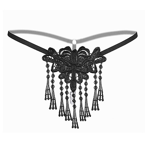 

Women's Normal Tassel Fringe Embroidered G-strings & Thongs Panties High Elasticity Sexy 1box White One-Size