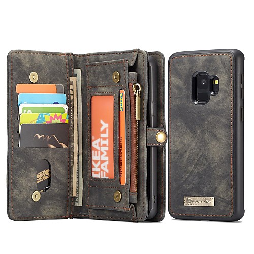 

CaseMe Case For Samsung Galaxy S9 Wallet / Card Holder / with Stand Full Body Cases Solid Color Hard Genuine Leather