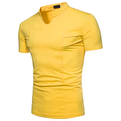 

Men's T shirt Solid Colored Sequins Short Sleeve Daily Tops Cotton White Black Yellow
