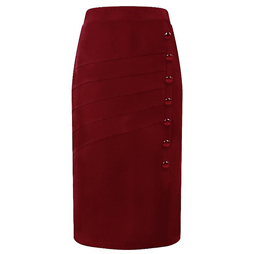 

Women's Daily Going out Basic Plus Size Skirts Solid Colored High Waist Black Wine / Slim