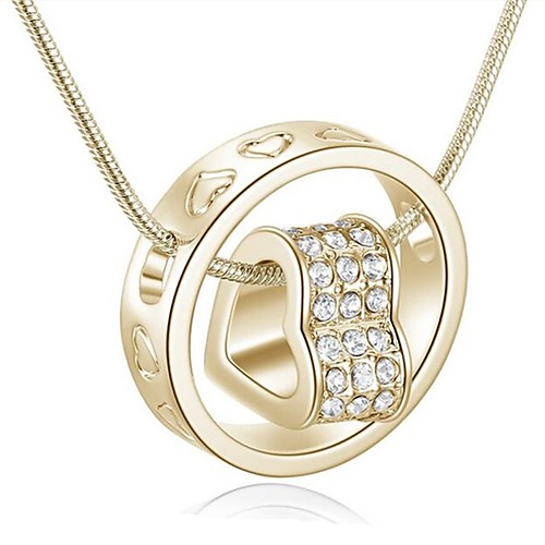 

Women's Pendant Necklace Heart Interlocking Ladies Fashion Alloy Gold Silver Necklace Jewelry For Daily