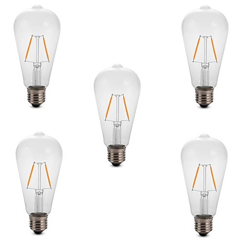 

5pcs 2W 180lm E26 / E27 LED Filament Bulbs ST64 2 LED Beads COB Decorative Warm White Cold White 220-240V