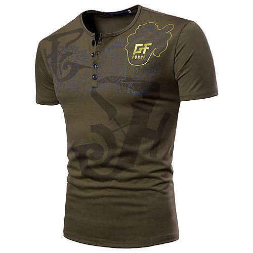 

Men's T shirt Graphic Letter Plus Size Print Short Sleeve Daily Tops Basic Military White Black Army Green