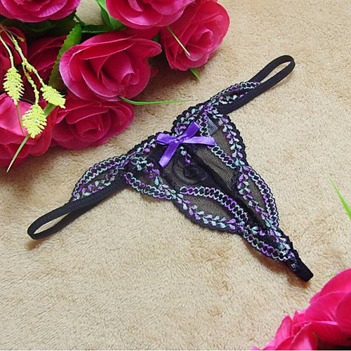 

Women's Embroidery / Lace Solid Colored G-strings & Thongs Panties Micro-elastic Low Waist Sexy White One-Size