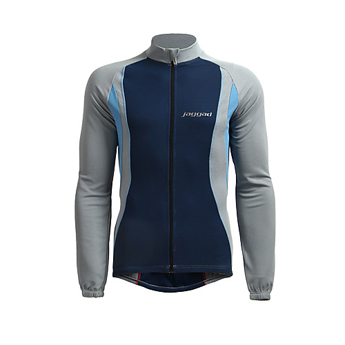 

Jaggad Men's Long Sleeve Cycling Jersey Winter Nylon Dark Navy Solid Color Bike Jersey Mountain Bike MTB Road Bike Cycling Breathable Back Pocket Sports Clothing Apparel / Stretchy / Athletic