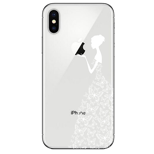 

Case For Apple iPhone X / iPhone 8 Plus / iPhone 8 Transparent / Pattern Back Cover Butterfly / Sexy Lady Soft TPU