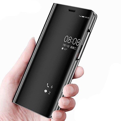 

Phone Case For Huawei Full Body Case Leather Flip Mate 10 Mate 10 pro Mate 10 lite Huawei Mate 8 Mate 9 Mate 9 Pro with Stand Mirror Flip Solid Color Hard PU Leather