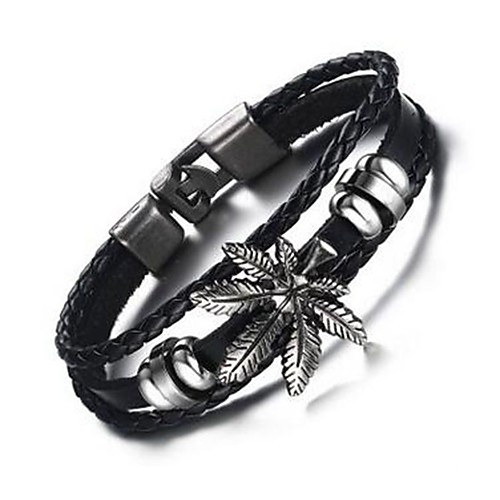 

Men's Leather Bracelet Bracelet Stack Leaf Vintage Leather Bracelet Jewelry Black / Brown For Daily