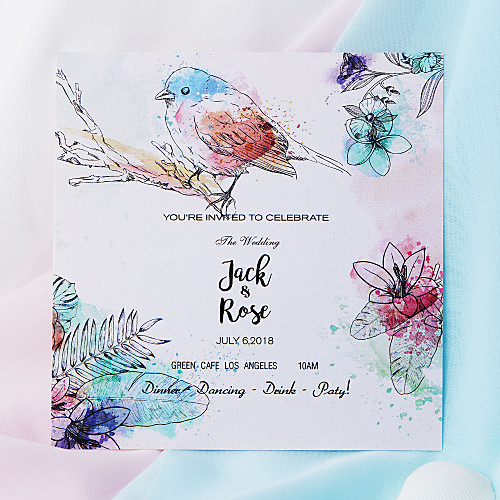 

Flat Card Wedding Invitations 50-Pack / 20-Pack - Invitations Sets Artistic Style Pearl Paper