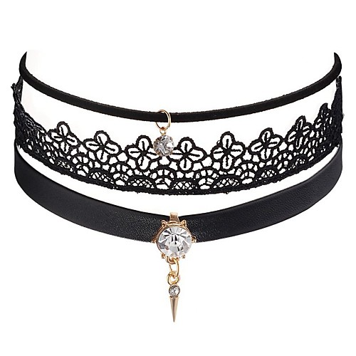 

Women's Choker Necklace Ladies Gothic Sweet Fashion Leather Lace Black Pink Necklace Jewelry For Party / Evening Daily