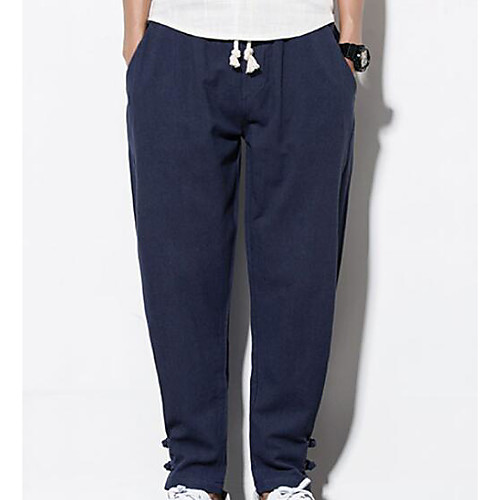 

Men's Plus Size Daily Harem Sweatpants Pants Solid Colored Pleated Black Wine Light gray / Spring