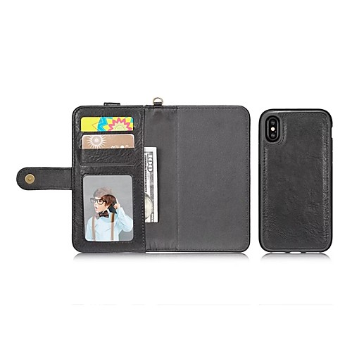 

Case For Apple iPhone X / iPhone 8 Plus / iPhone 8 Wallet / Card Holder / Shockproof Full Body Cases Solid Colored Hard PU Leather