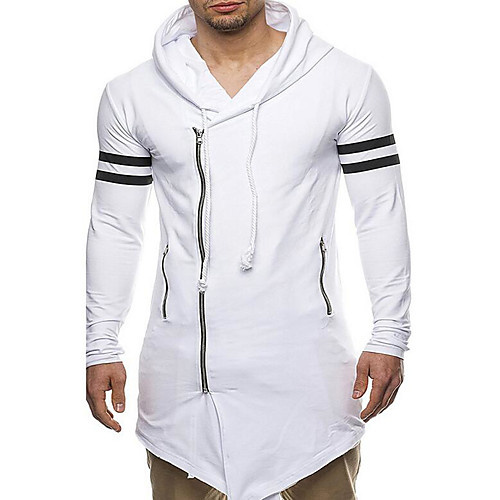 

Men's Plus Size Hoodie Striped Print Hooded Daily Hoodies Sweatshirts Long Sleeve Slim Long Gray White Black / Spring