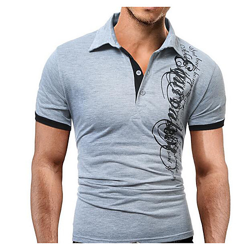 

Men's Golf Shirt Letter Print Short Sleeve Daily Slim Tops Active Shirt Collar White Black Gray / Sports / Summer