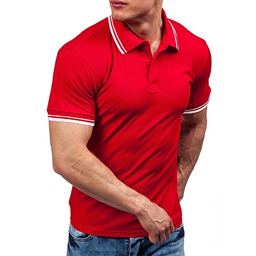

Men's Golf Shirt Tennis Shirt Solid Colored Short Sleeve Sports Tops Cotton Round Neck Purple Yellow Fuchsia