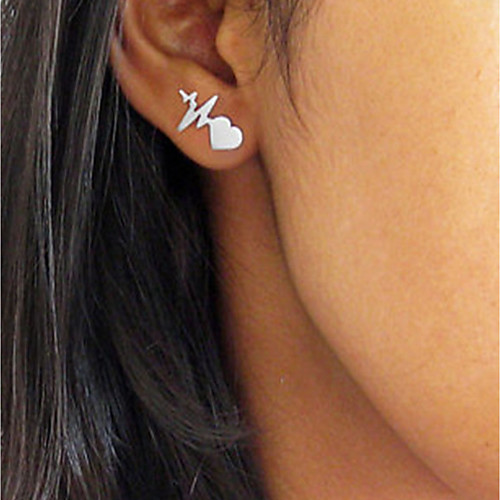 

Women's Stud Earrings Heart Heart Rate heartbeat Ladies Simple Fashion Small Earrings Jewelry Rose Gold / Silver / Gold For Formal Work