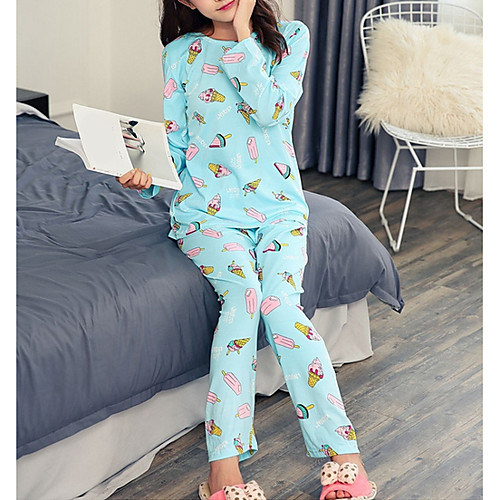 

Women's Suits Pajamas Sets Geometric Polyester Casual T shirt Pant Shirt Collar Daily Wear Home Long Sleeve