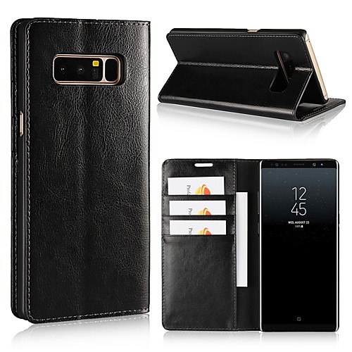 

Case For Samsung Galaxy Note 8 / Note 5 / Note 4 Wallet / Card Holder / Shockproof Full Body Cases Solid Colored Hard Genuine Leather