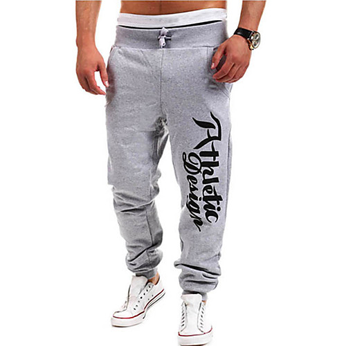 

Men's Active Basic Sports Straight Active Sweatpants Pants Letter Full Length Black Navy Blue Blue