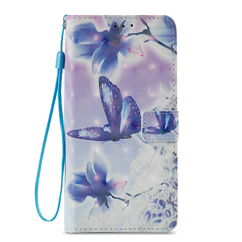

Phone Case For Samsung Galaxy Full Body Case Leather Wallet Card S9 S9 Plus S8 Plus S8 S7 edge S7 S6 edge S6 S5 Wallet Card Holder with Stand Butterfly Flower / Floral Hard PU Leather