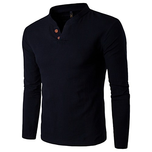 

Men's Shirt Solid Colored Basic Long Sleeve Daily Tops Chinoiserie White Black Army Green