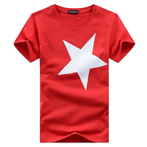 

Men's T shirt Geometric Print Short Sleeve Daily Tops White Black Red