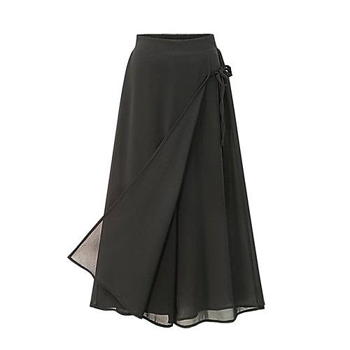 

Women's Streetwear Plus Size Loose Daily Weekend Wide Leg Pants Solid Colored Basic Black