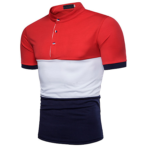 

Men's Golf Shirt Color Block Basic Short Sleeve Daily Tops Cotton Active Shirt Collar Red Dark Gray / Summer