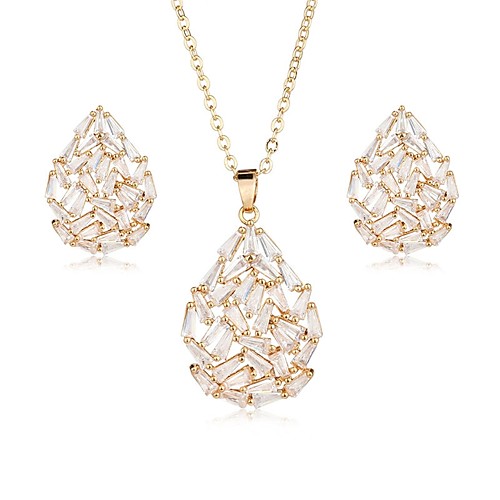 

Women's Cubic Zirconia Stud Earrings Pendant Necklace Drop Ladies Elegant Sweet Zircon Earrings Jewelry Silver / Gold For Party Wedding